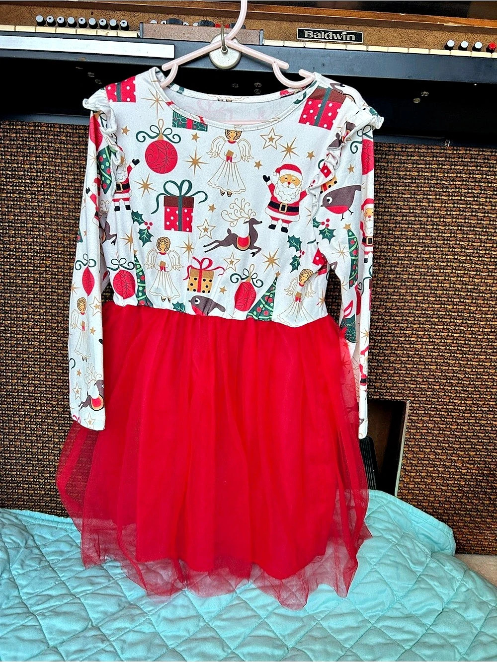 Kids Christmas Print Tulle Dress size 5/6